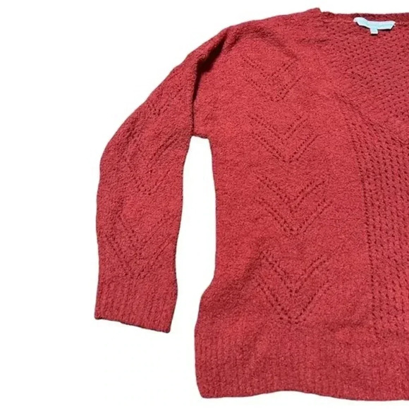 Cupcakes and Cashmere Soft V-Neck Drop Needle Sweater Burnt Orange L - Picture 5 of 11